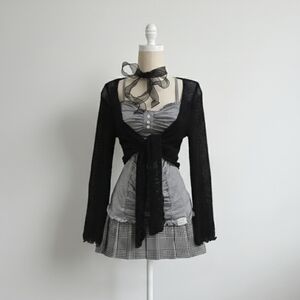 H&M Grey Twill Plaid Mini Pleated Skirt